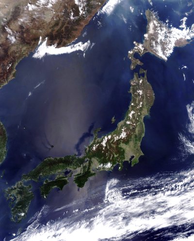 Satellite view of the islands of Japan by National Aeronautics and Space Administration National Aeronautics and Space Administration